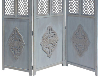 Wooden 3 Panel Foldable Room Divider, Blue