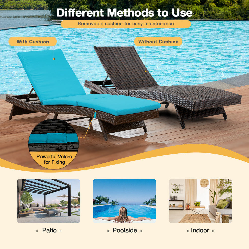 HOMREST Patio Lounge Chair Set of 2 with Adjustable Backrest, Blue