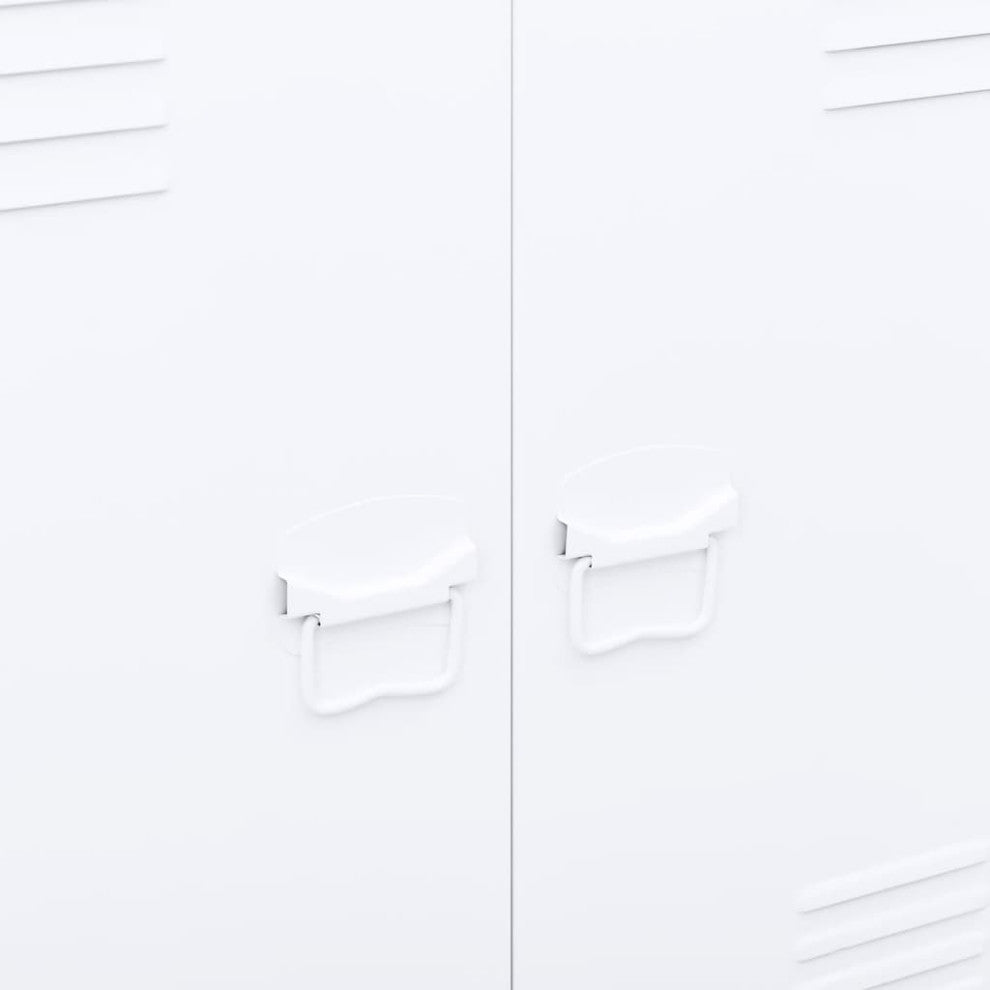 vidaXL File Cabinet Hall Entryway Sideboard Storage Chest Cabinet White Steel