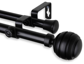 Poise 3/4" Double Curtain Rod 28-48", Black