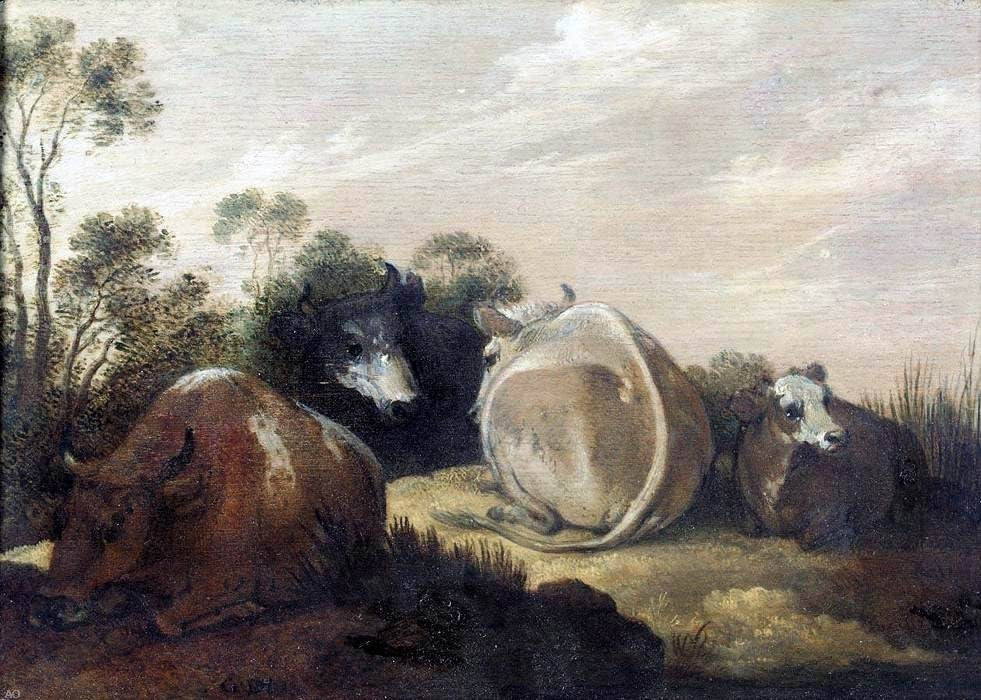 Gillis Claesz D'Hondecoeter Cattle Resting in a Dune Landscape Wall Decal