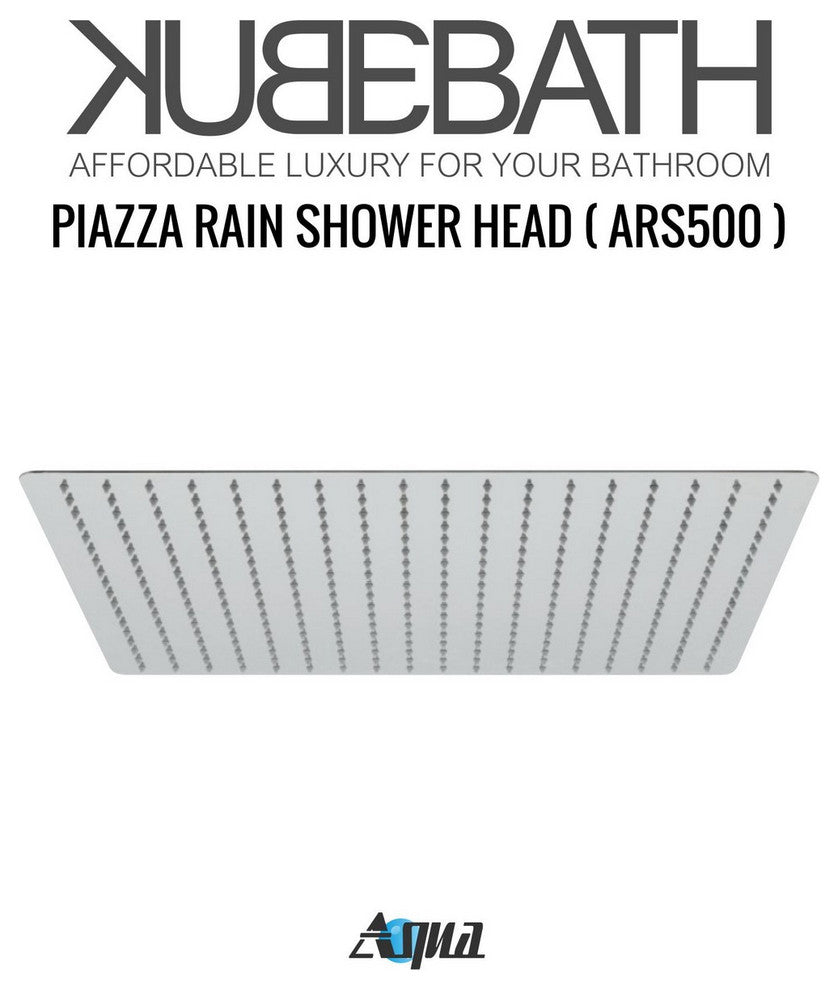 Aqua Piazza 20" Super Slim Square Rain Shower Head, Chrome