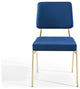 Side Dining Chair, Velvet, Metal, Gold Blue Navy, Modern, Cafe Bistro Restaurant