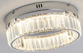 1-Light Chrome Dimmable LED Flush Mount With Clear Crystals
