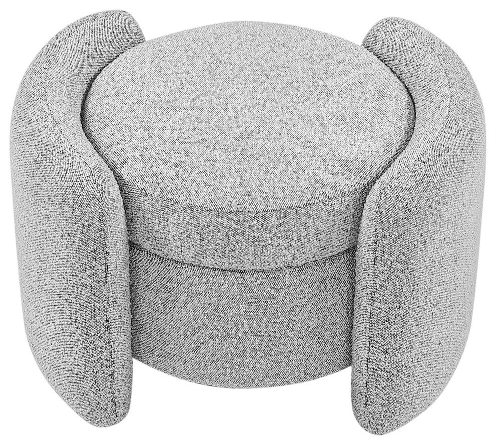 Horizon Boucle Fabric Upholstered Ottoman, Grey