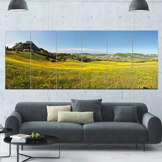 Italian Castle of Rossena, Landscape Canvas Art Print, 70"x28", 6 Panels