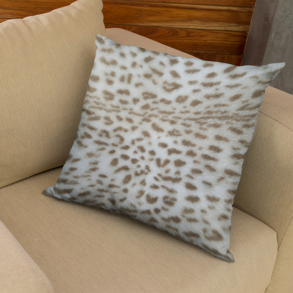 Plutus Brown Taupe Savannah Cat Faux Fur Throw Pillow, 24" x 24"