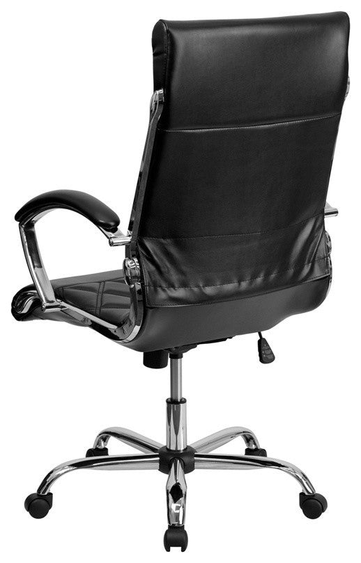 High Back Designer Leather Executive Swivel Office Chair WithChrome Base, Black