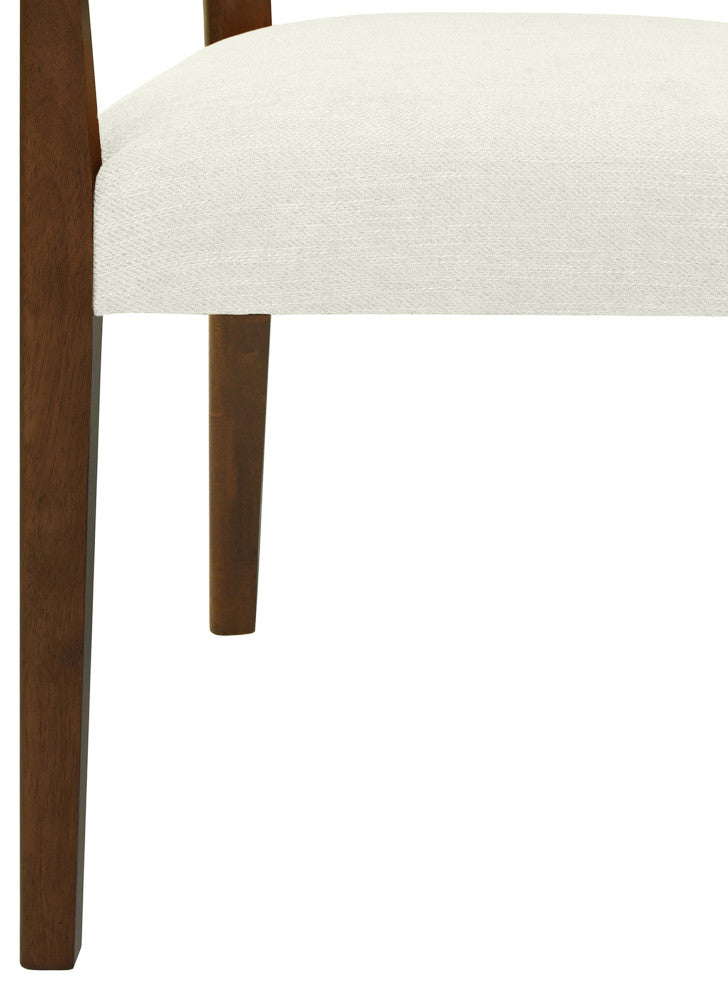 GDF Studio Modern Rattan Backrest Dining Chairs, Seat, Set of 2, Walnut/Beige