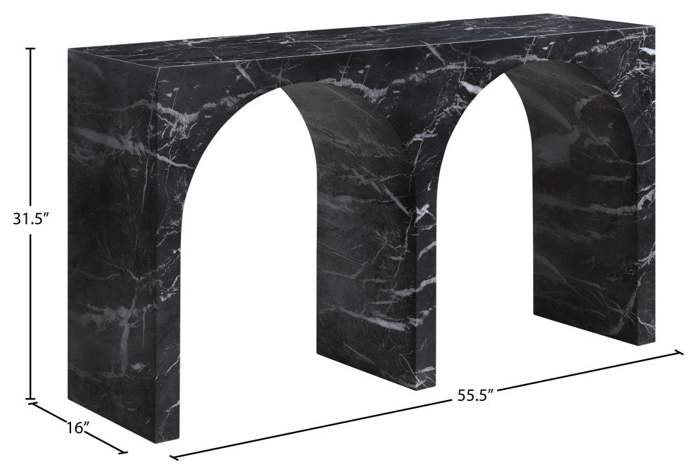 Faenza Concrete Console Table, Black, Marble Finish