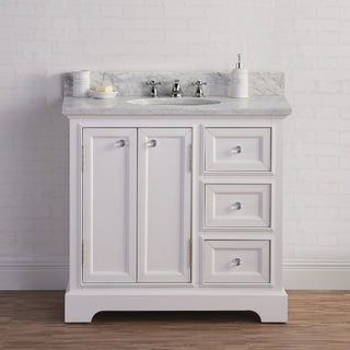 36" Wide Pure White Single Sink Bathroom Vanity, Faucet Included