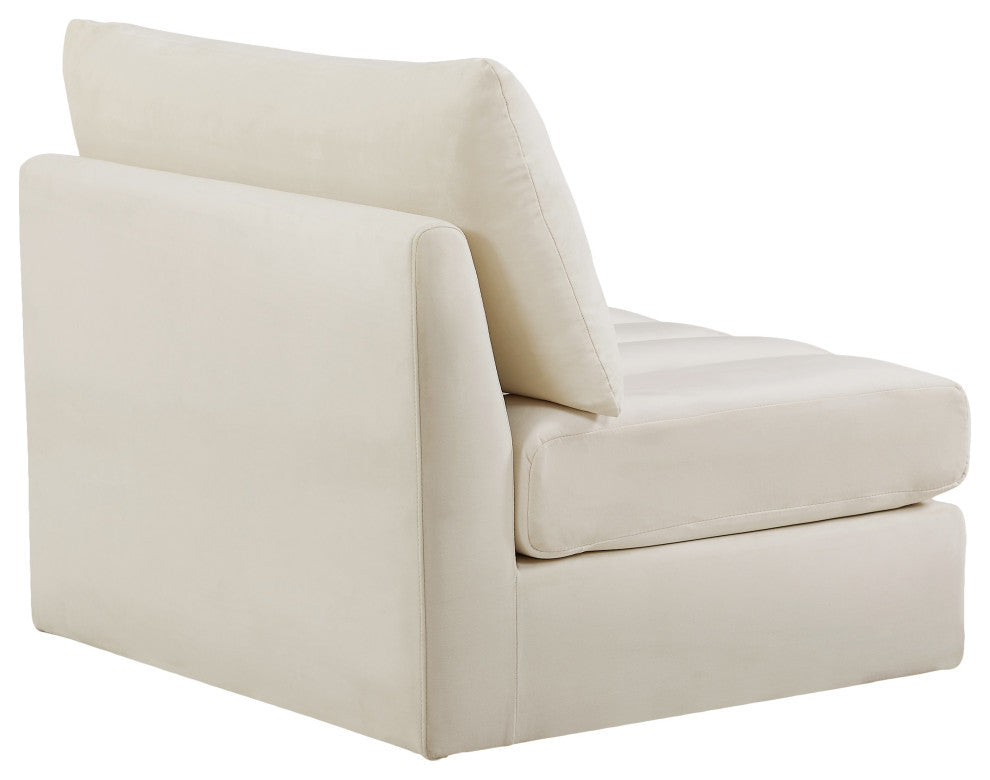 Jacob Velvet Upholstered Modular Armless Chair, Cream
