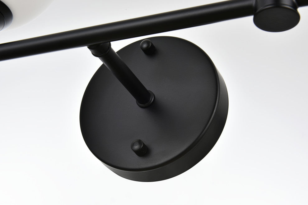 2 Light Black And Frosted White Bath Sconce