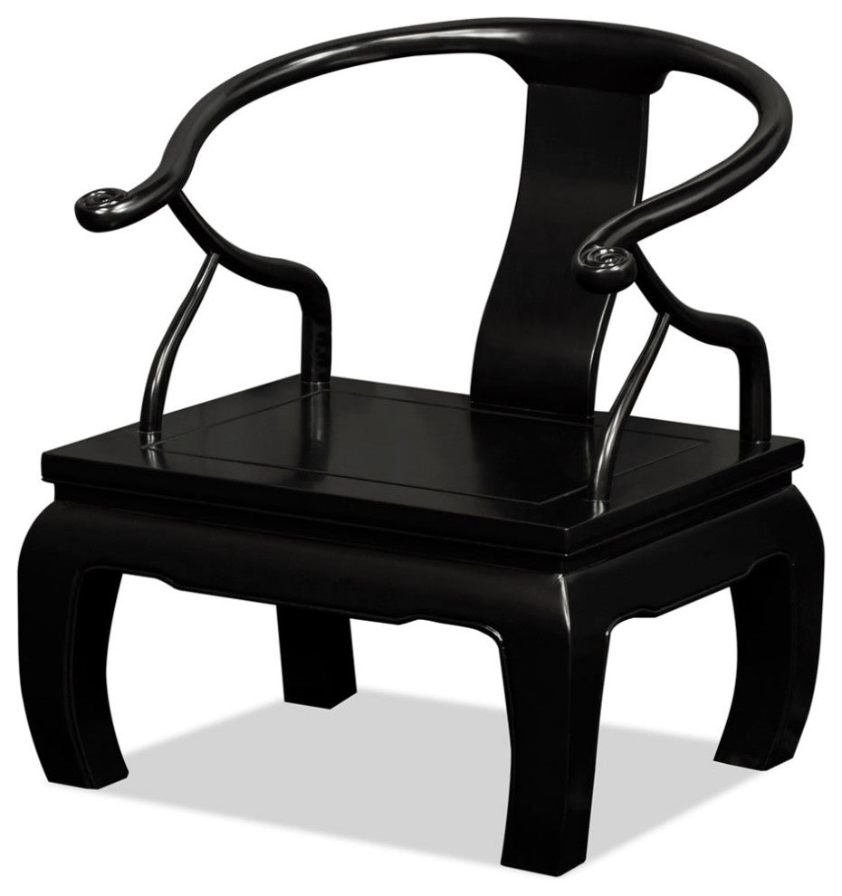Black Elmwood Chow Leg Chinese Monk Chair