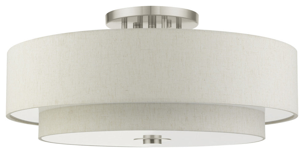 Brushed Nickel Timeless, Transitional, Versatile, Semi Flush