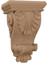6"W x 3 1/4"D x 8 1/4"H Thin Acanthus Leaf Corbel, Cherry