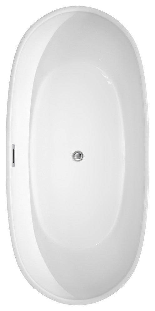 Rebecca 60 to 70" Freestanding Bathtub with options, Polished Chrome Trim, 65 Inch, No Faucet