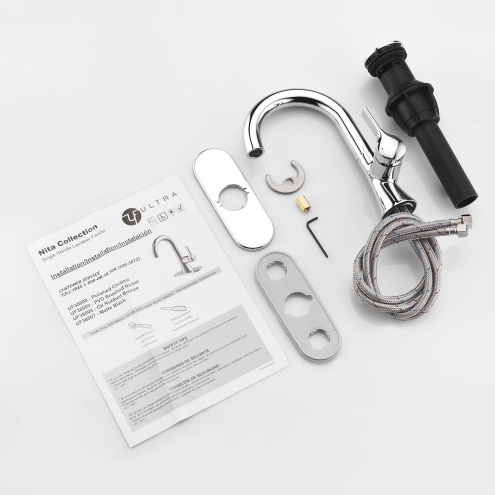 Ultra Faucets UF3800X Single Handle Bathroom Faucet, Polished Chrome
