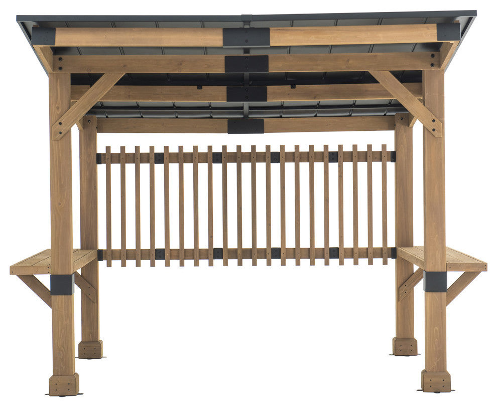 Sunjoy 10 ft. x 11 ft. Cedar Frame with Aluminum Roof Gazebo Pergola