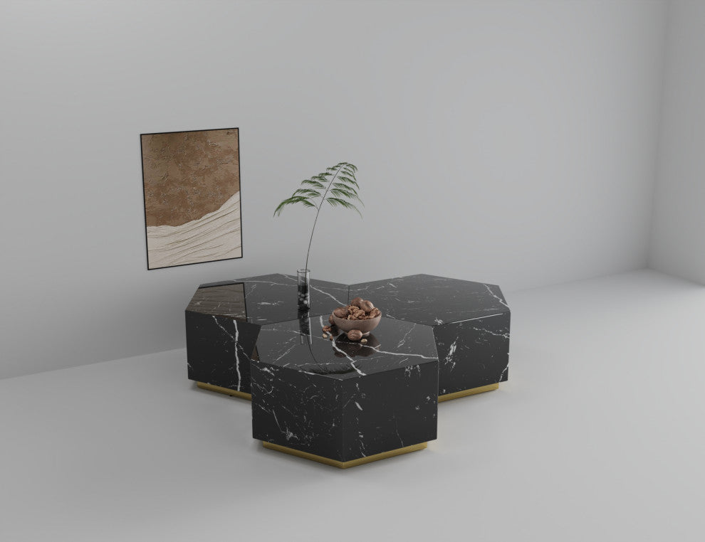 Hexagon MDF Coffee Table, Black
