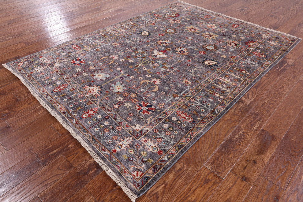 5' 7" X 7' 9" Hand Knotted Persian Tabriz Wool Rug Q7669