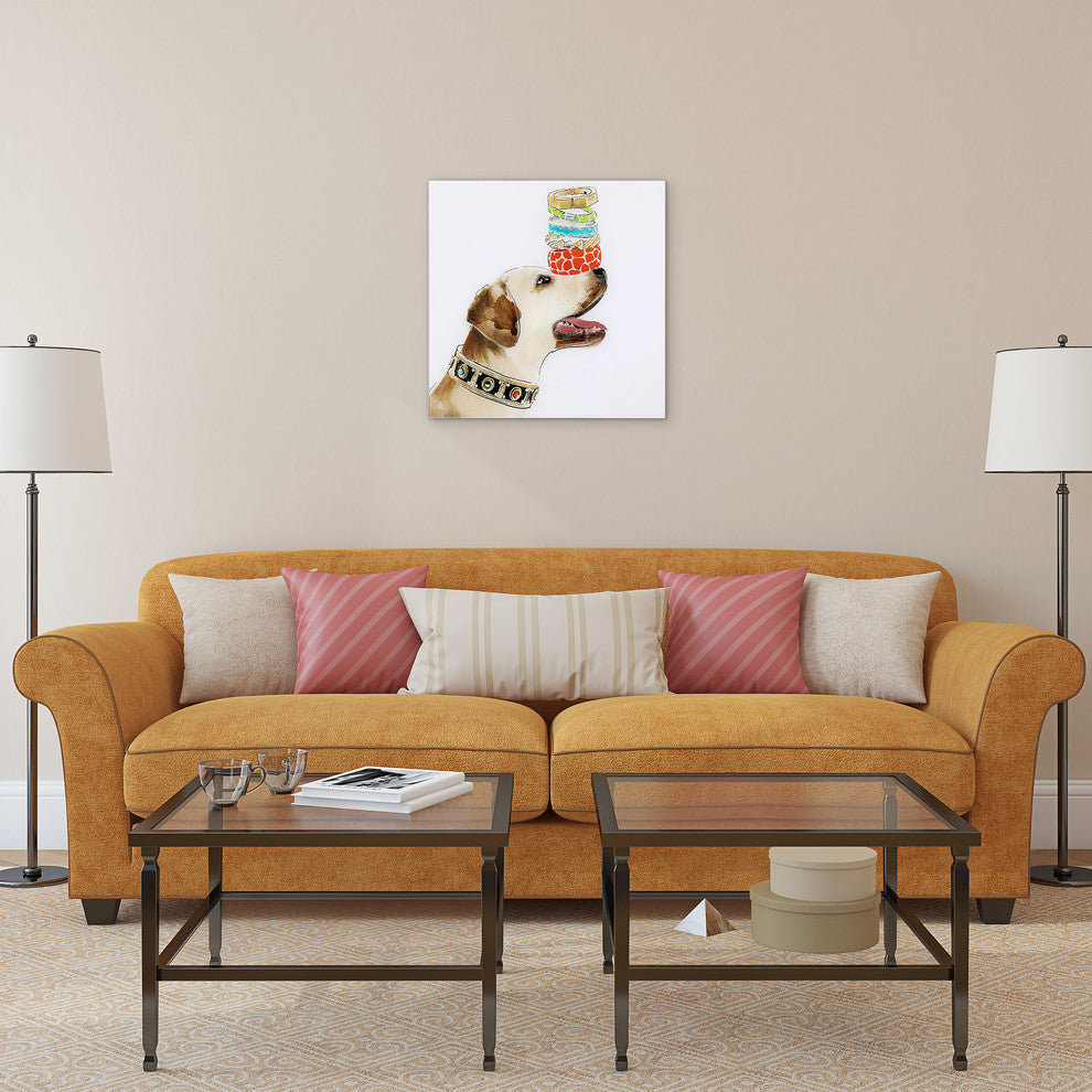 "Balancing Act" Dog Wall Art Print Frameless Free Floating Tempered Glass Panel