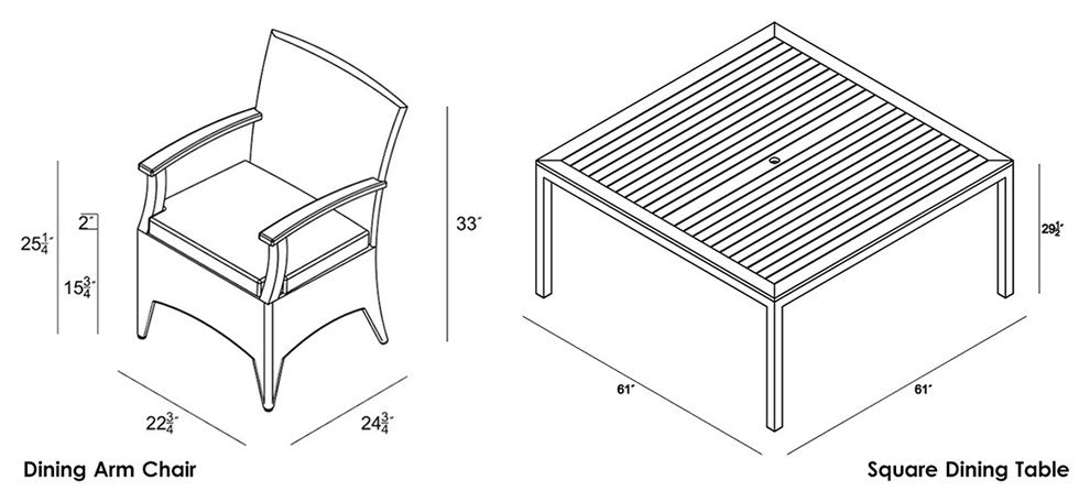 Arbor 9 Piece Arm Square Dining Set, Canvas Natural