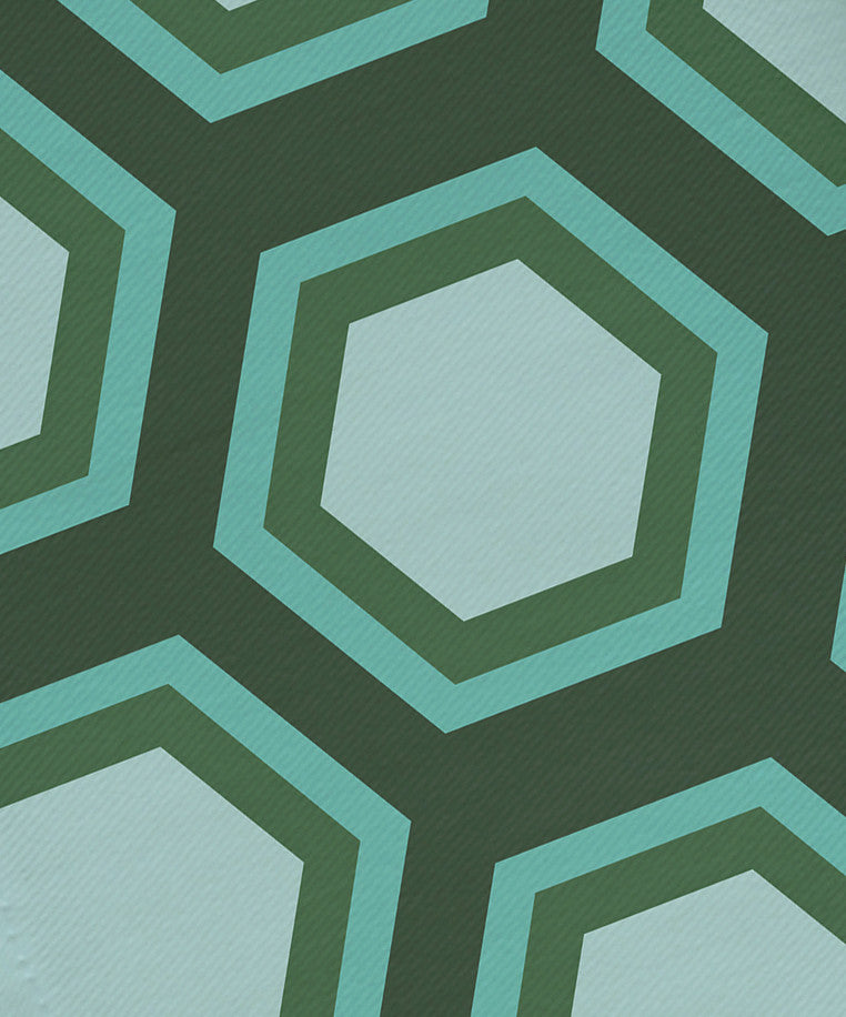 Hex Appeal Geometric Print Napkin, Seaglass, Green, Set of 4