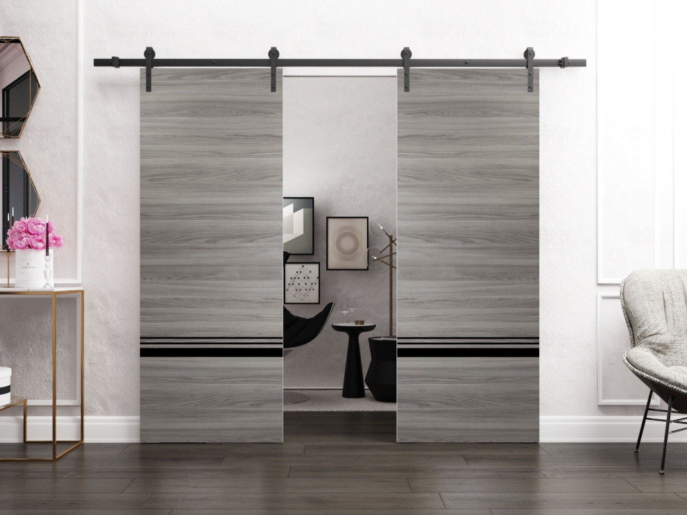 Sturdy Double Barn Door 72 x 84 with | Planum 0012 Grey Matte with  | 13FT