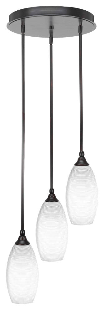 Empire 3-Light Cluster Pendalier, Espresso/White Matrix
