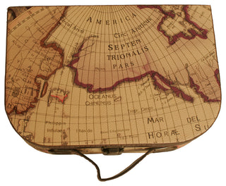 Large Map Faux Leather Suitcase