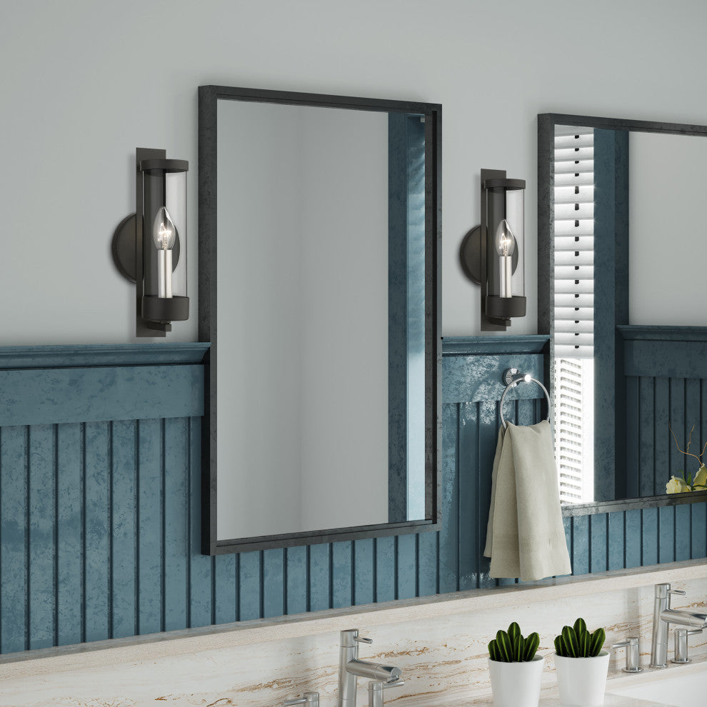 Castleton 1 Light Black With Brushed Nickel Candle ADA Single Sconce