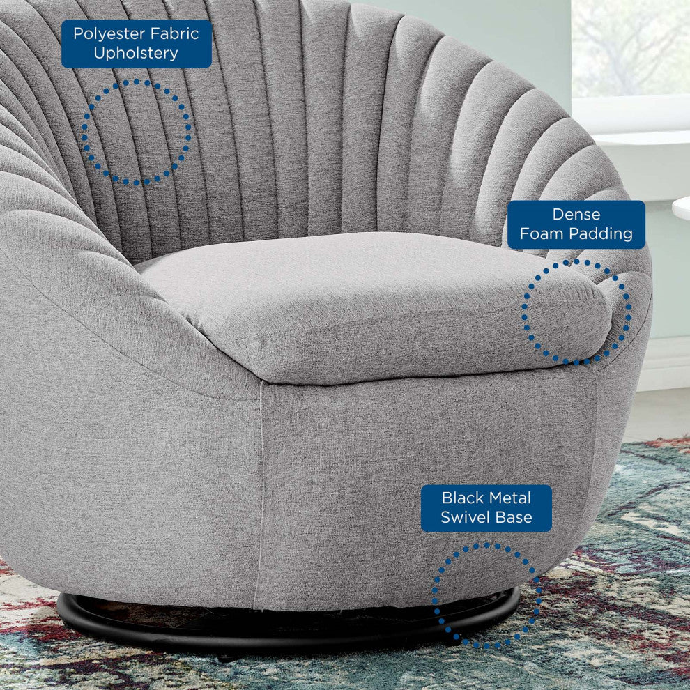 ArmTufted Chair Swivel Accent Tufted Chair, Black Gray, Modern, Lounge