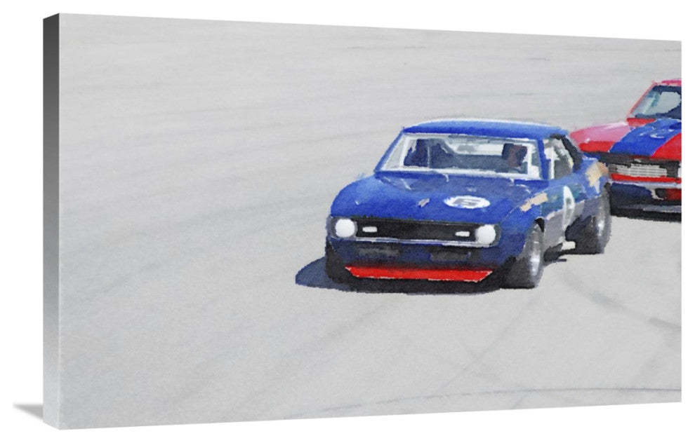 "Chevy Camaro on Race Track Watercolor" Fine Art Print