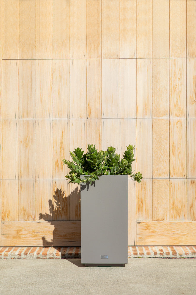Veradek Block Series Pedestal Planter, Grey, Short