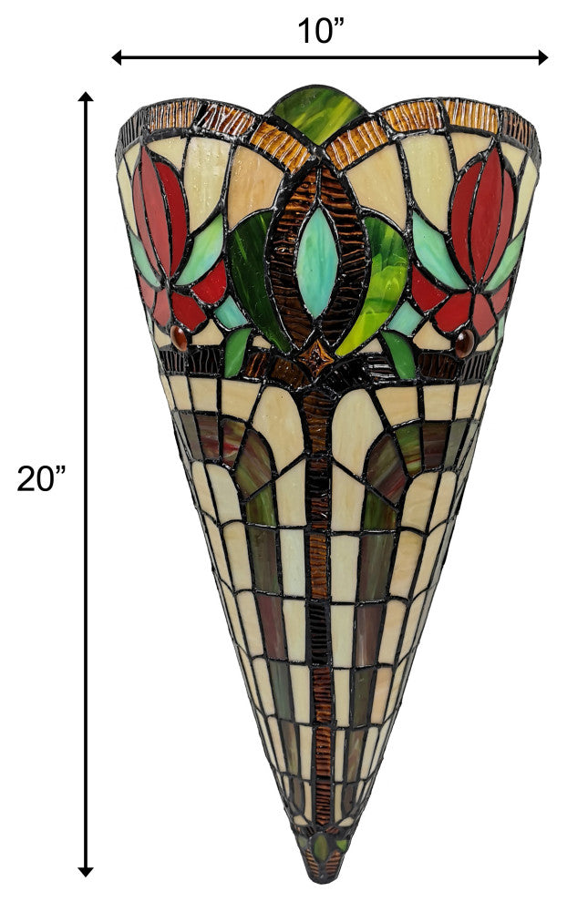 Tiffany Style 2 Light Vintage Wall Lamp 20" Tall