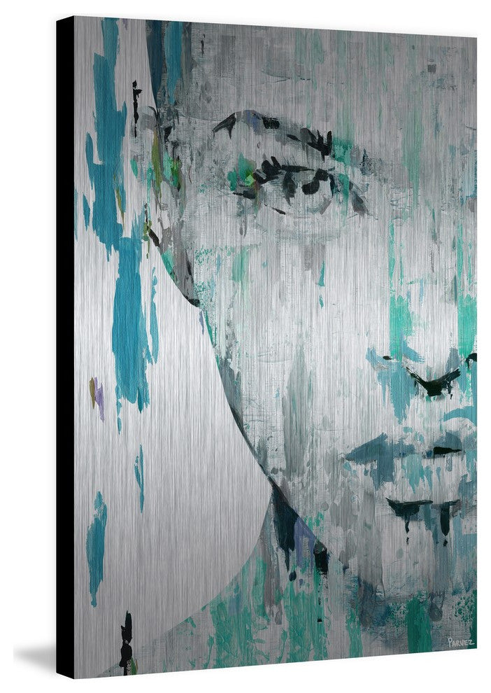"Half Face Portrait" Painting Print on Brushed Aluminum, 12"x18"