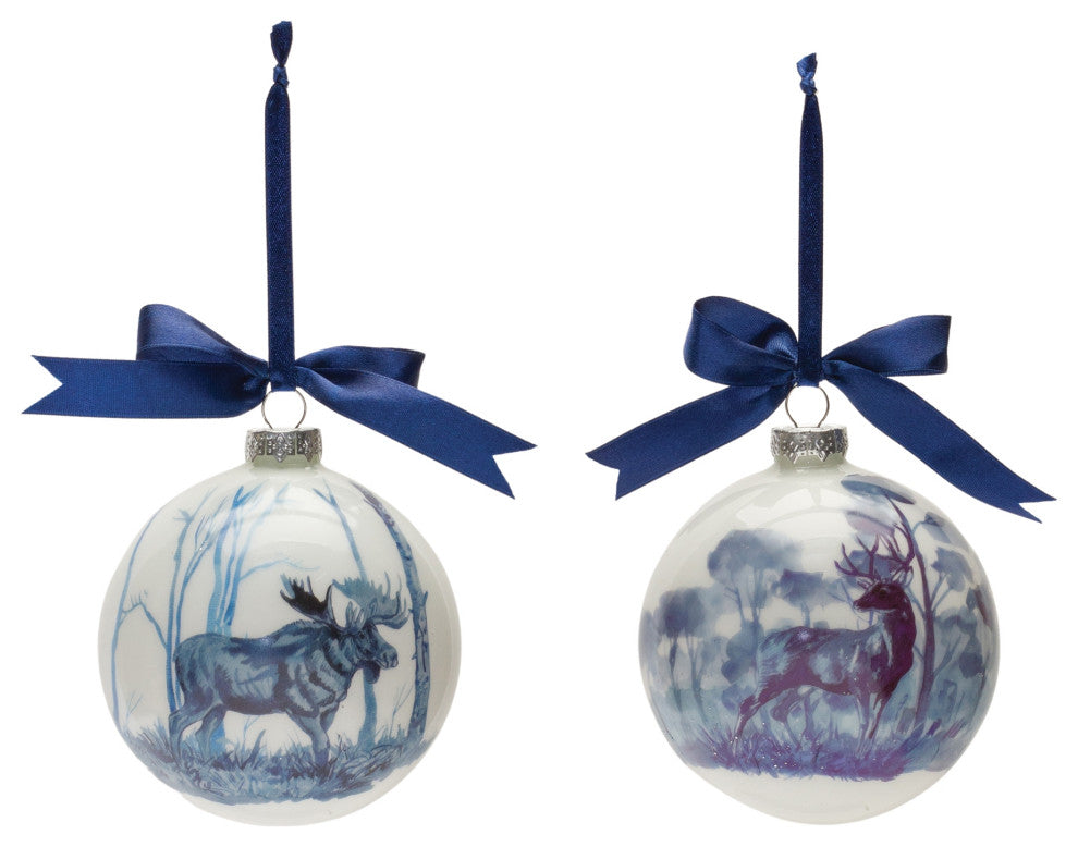 Woodland Deer and Moose Ball Ornament, 6-Piece Set