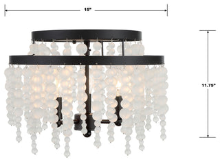 Poppy 3-Light Matte Black Ceiling Mount, Frosted Glass Beads