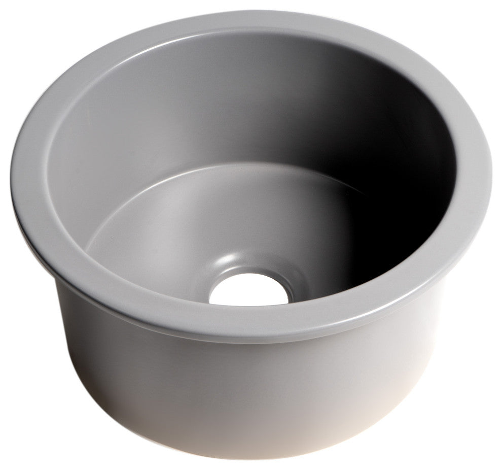 ALFI brand ABF1818R-GM Gray Matte Undermount / Drop In Fireclay Prep Sink