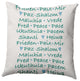 Mint Colored Words of Peace Christmas Polyester Throw Pillow, 16"x16"