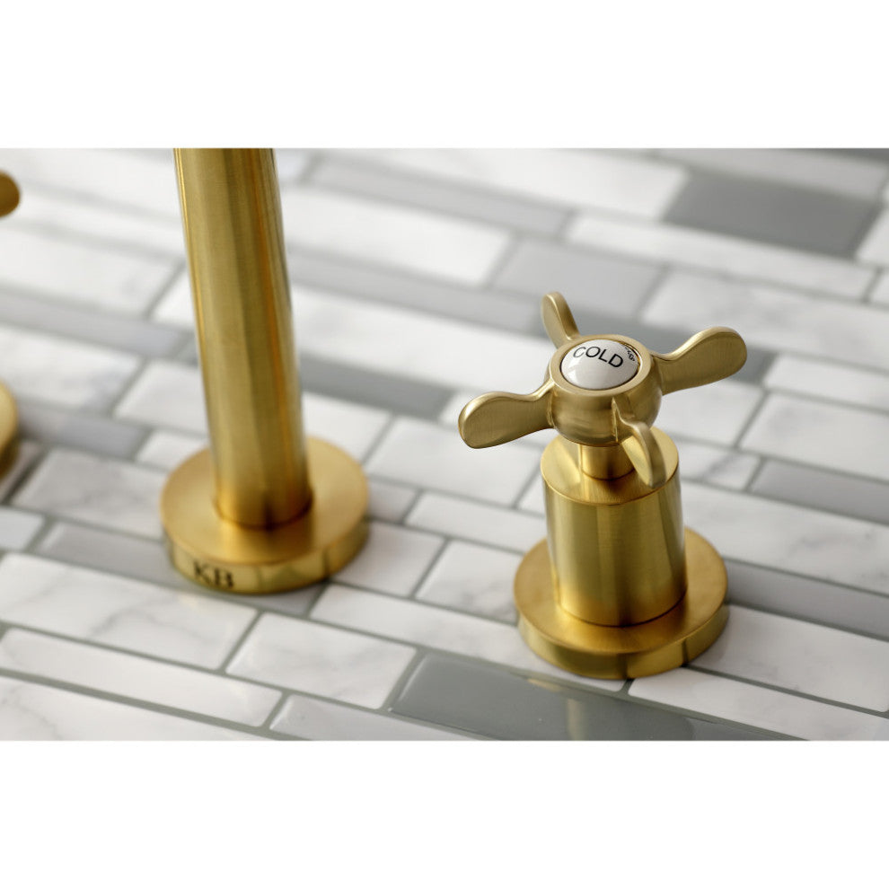 KS8027BEX Two-Handle Wall Mount Tub Faucet, Brushed Brass