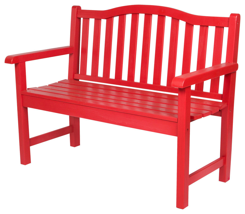 Shine Company Belfort II Garden Bench With HYDRO-TEX, Chile Red