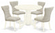 5Pc Dining Set 4 Chairs, Kitchen Table Solid Wood Frame -High Back & Linen White