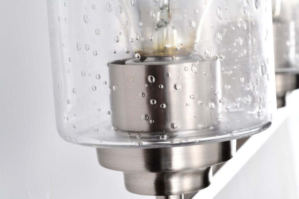 4-Light Brushed Nickel Vanity Light With Seedy Glass Shades