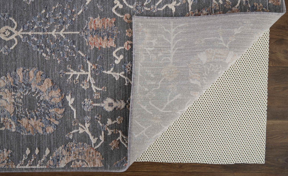 Weave & Wander Sybil Transitional Oriental Style Rug, Charcoal/Biscuit Tan, 9' X