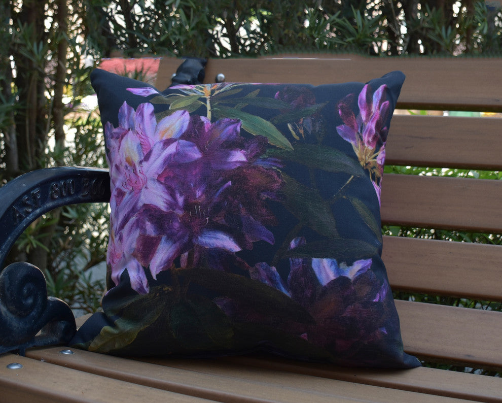 Floral Dream Black Floral Print Decorative Outdoor Throw Pillow, 16"