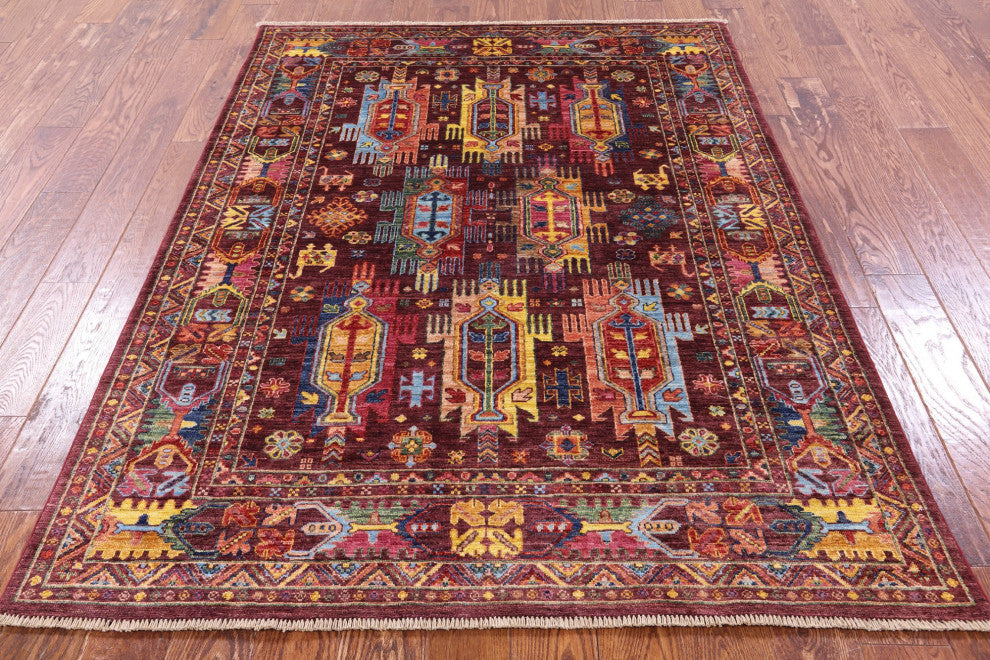 4' 10" X 6' 8" Tribal Fine Serapi Handmade Wool Rug - Q12503
