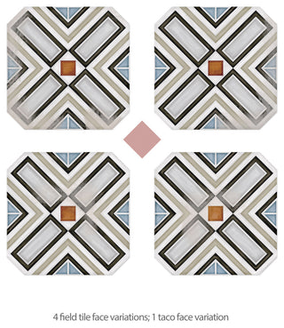 Vaudeville Octagon Deco Ritter, Taco Pink Porcelain Floor/Wall Tile