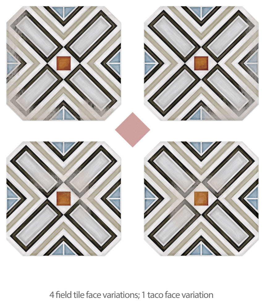 Vaudeville Octagon Deco Ritter, Taco Pink Porcelain Floor/Wall Tile